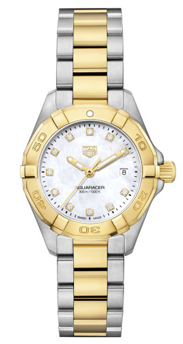 TAG Heuer Aquaracer 300M Quartz 27 Stainless Steel - Yellow Gold / MOP - Diamond / Bracelet